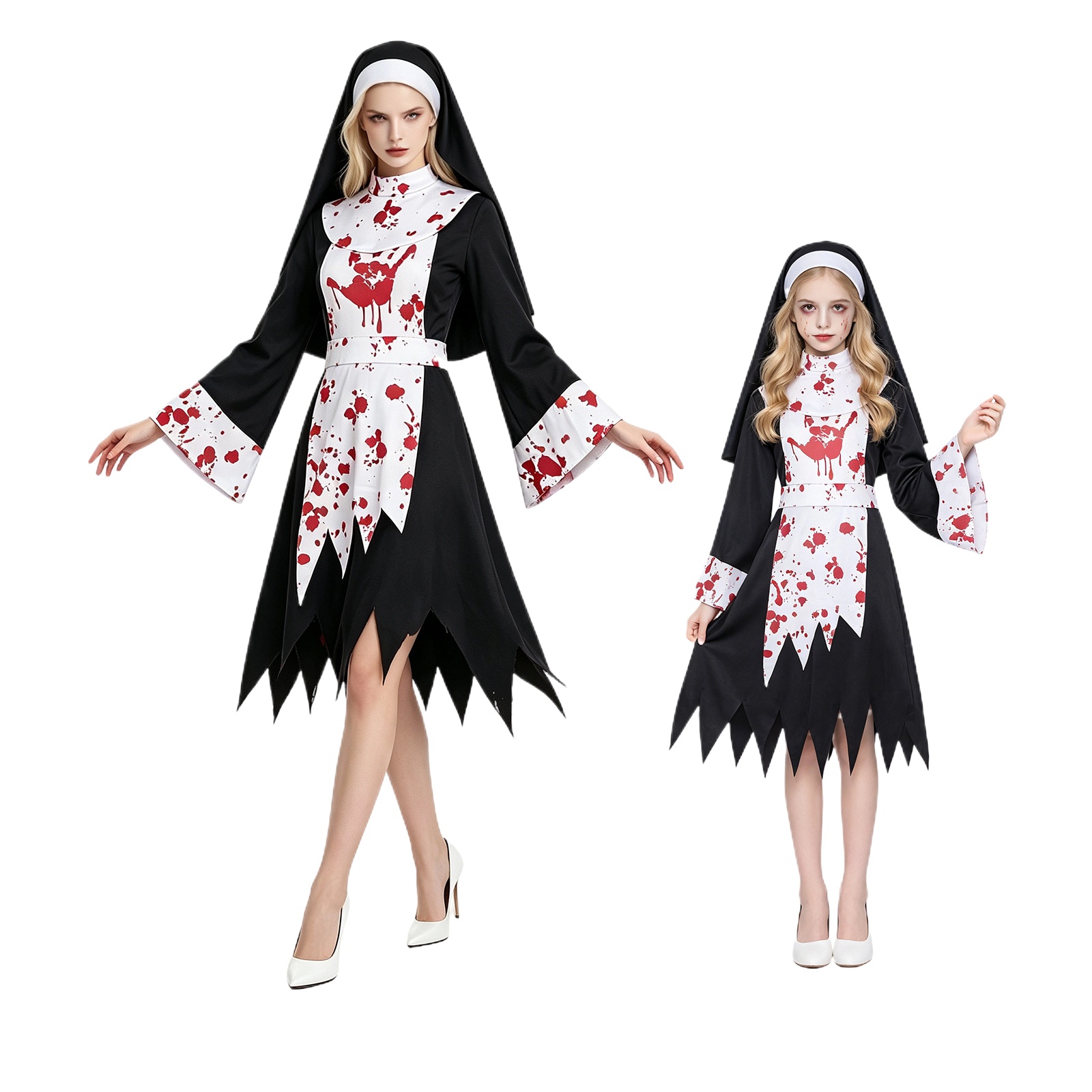 Halloween Costume Kids - Women Kids Halloween Scary Dark Nun