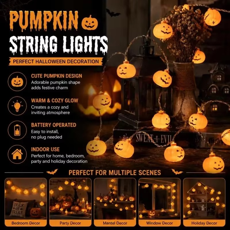 Halloween Pumpkin Decor Led - Halloween Pumpkin LED Light String Battery