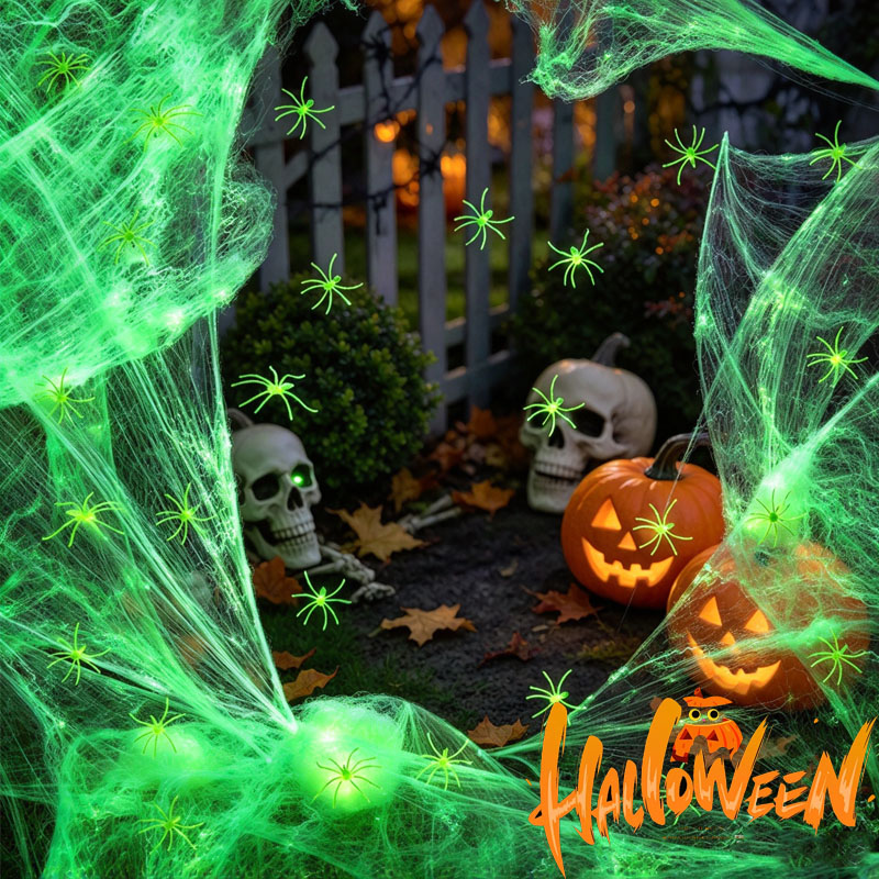 Spider Web Halloween Decoration - 1-5Sets Halloween Glow in The Dark