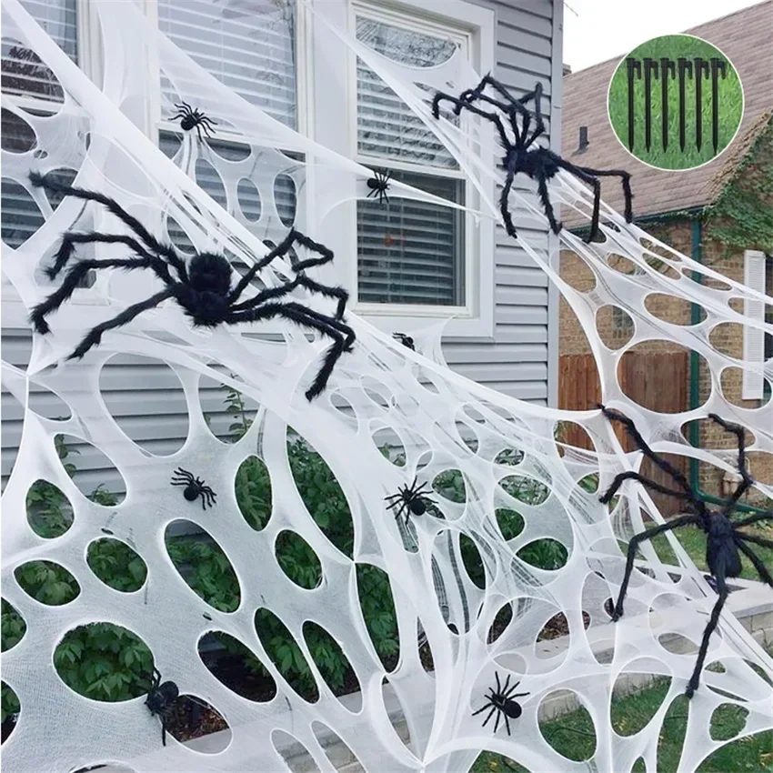 1x2m 1X4m 2x4m Fake Spider Web - Spider Web Halloween Decoration ulasan dan harga