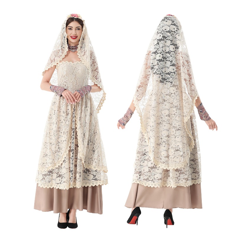 Women Vintage Lace Maxi Dress  - Halloween Costume Adult ulasan dan harga