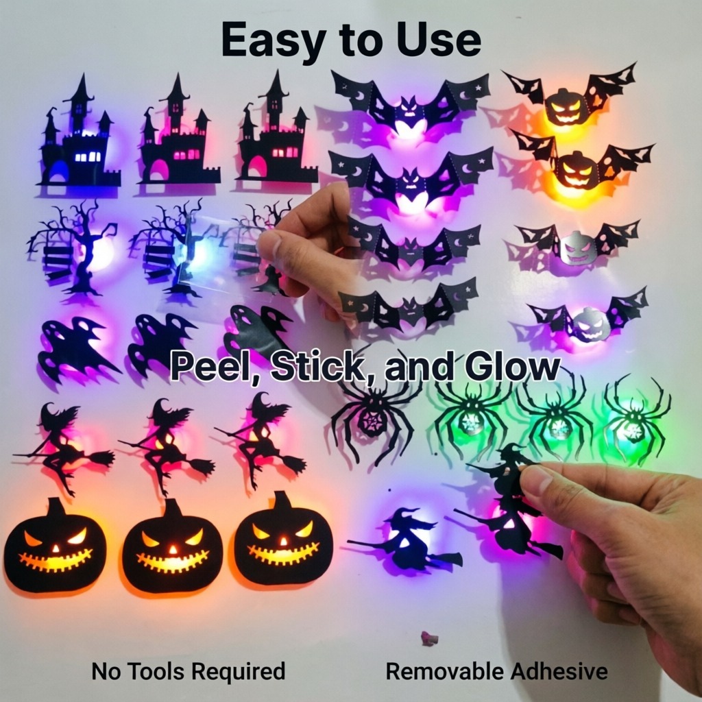 8pcs/set LED Halloween Wall St - Halloween Pumpkin Decor Led ulasan dan harga