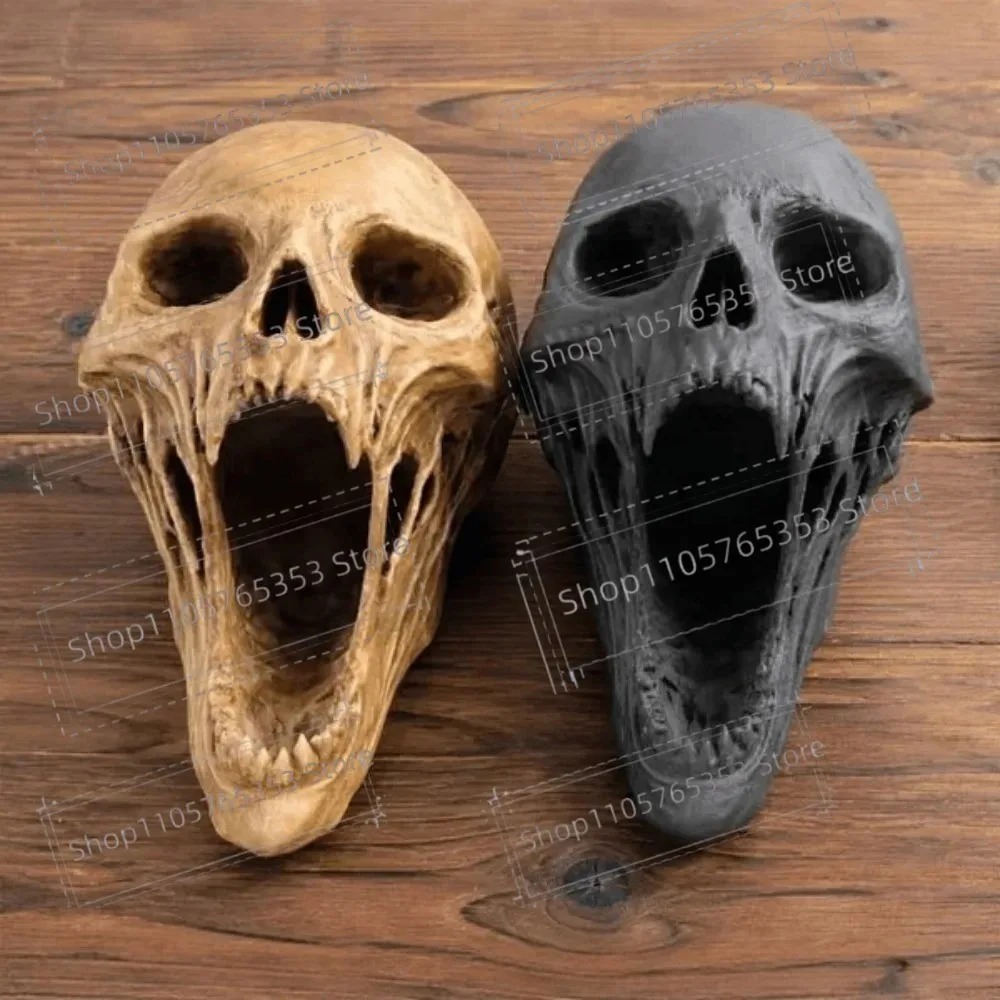 Gothic Screaming Skull Statue  - Halloween Skeleton Decoration ulasan dan harga