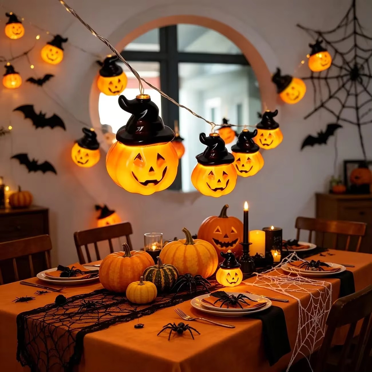 Witch Hat Pumpkin Fairy String - Halloween Led String Lights Orange ulasan dan harga
