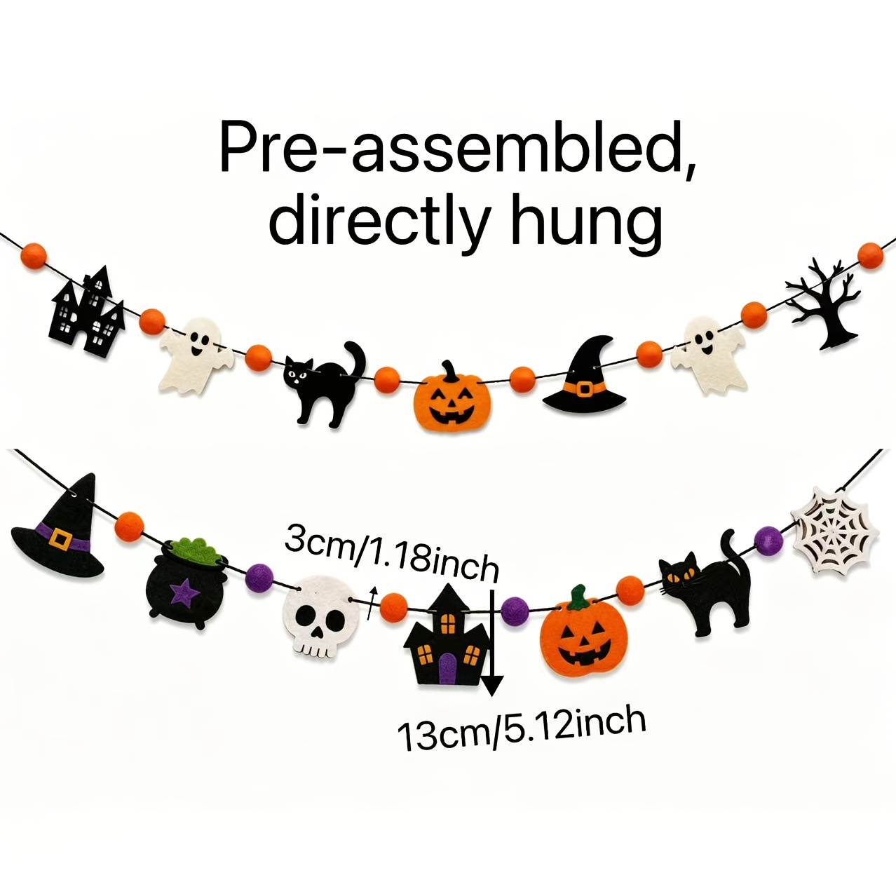 Halloween Felt Garland Skull B - Halloween Skeleton Decoration ulasan dan harga